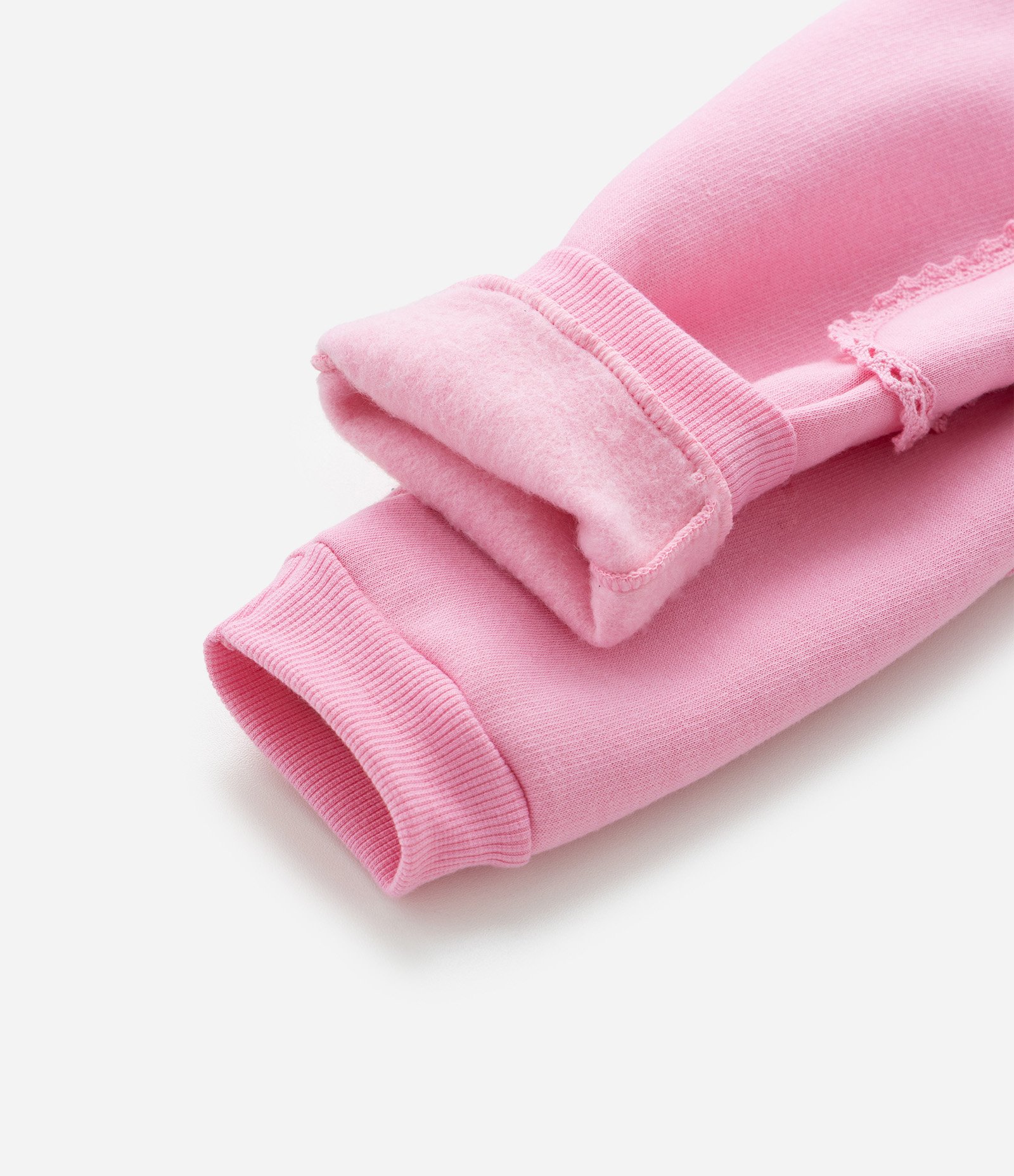 Calça Infantil em Moletom Quentinho com Bolso Lateral Rendado - Tam 0 a 18 meses Rosa 5