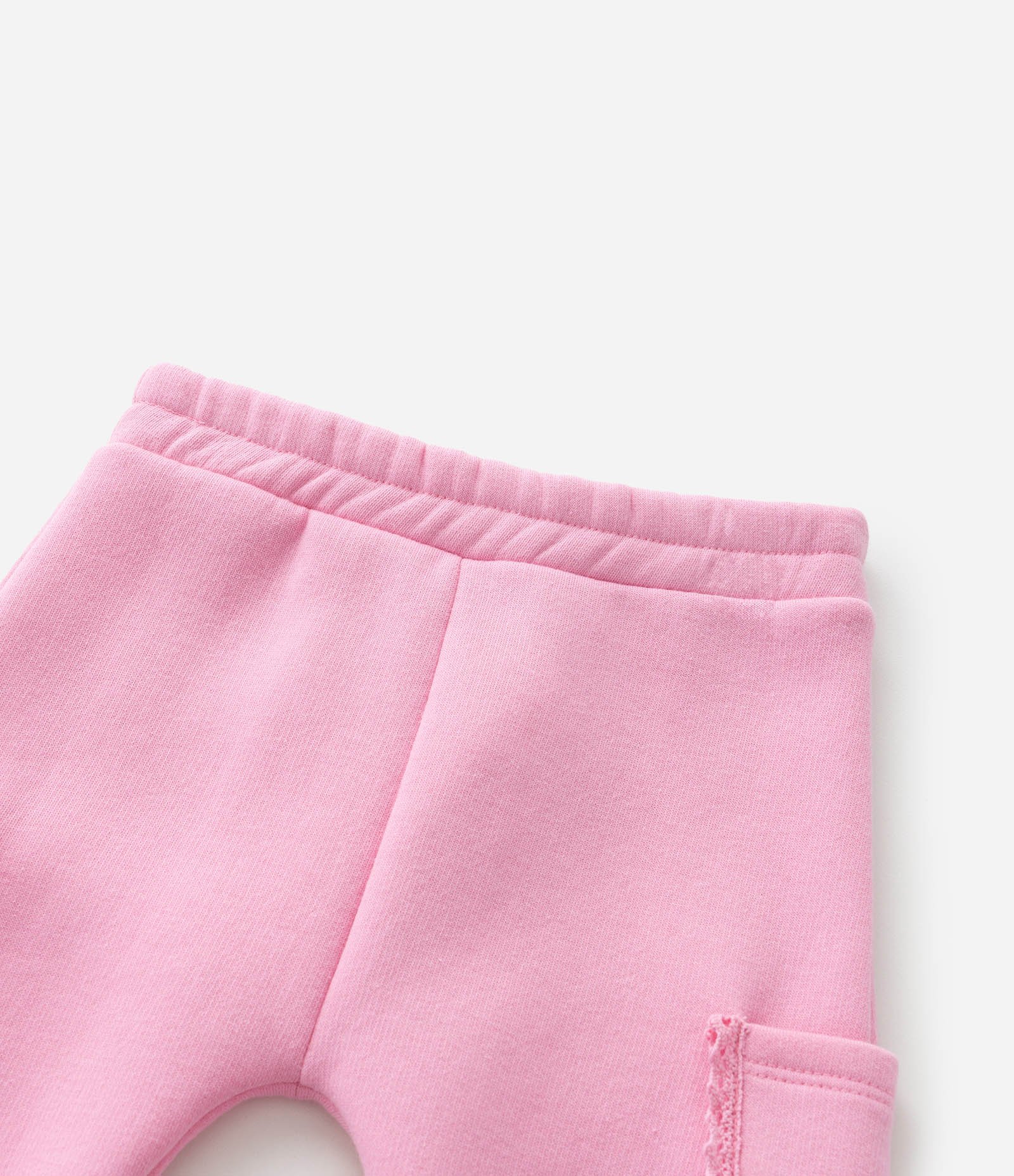 Calça Infantil em Moletom Quentinho com Bolso Lateral Rendado - Tam 0 a 18 meses Rosa 6
