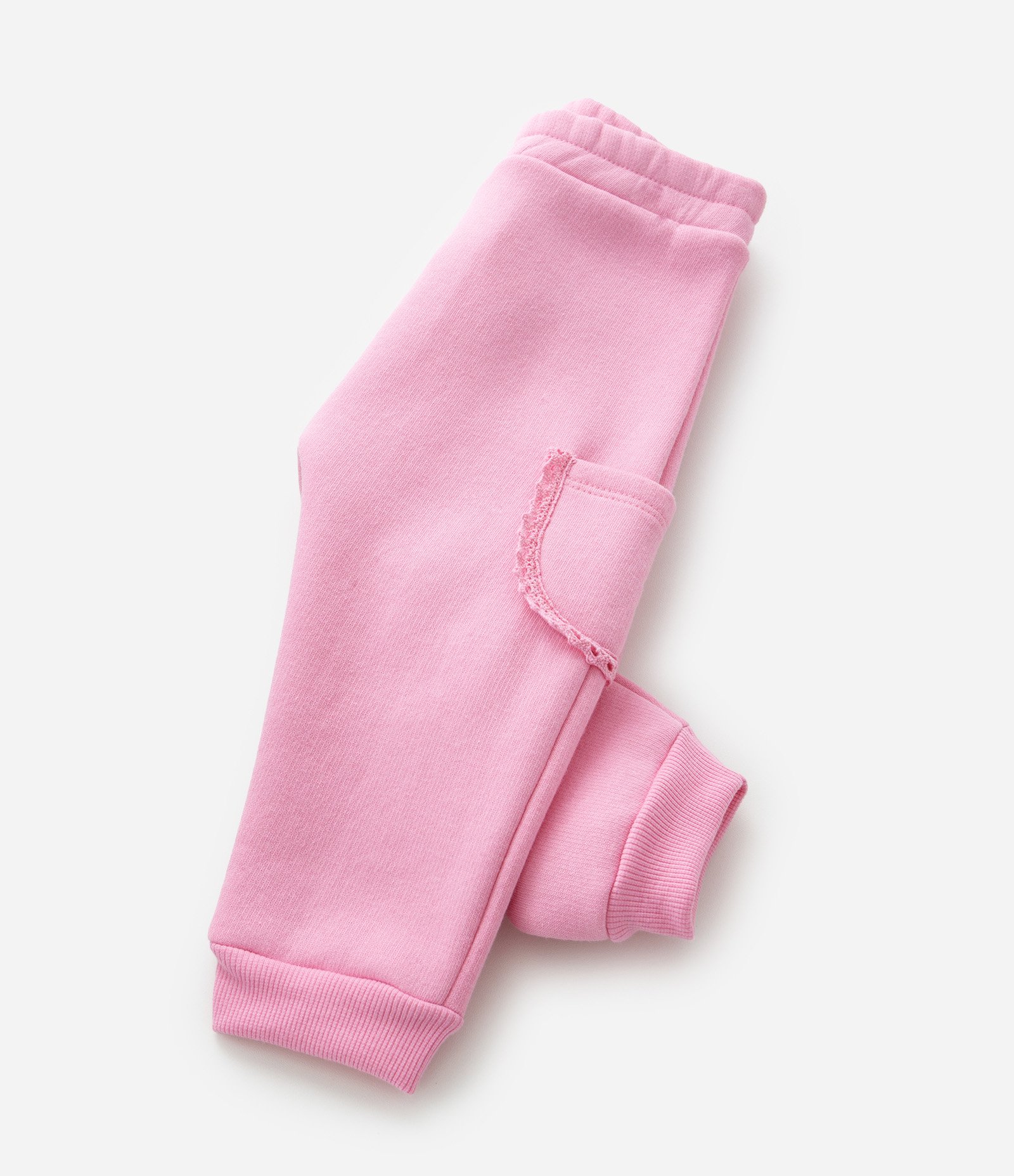 Calça Infantil em Moletom Quentinho com Bolso Lateral Rendado - Tam 0 a 18 meses Rosa 7