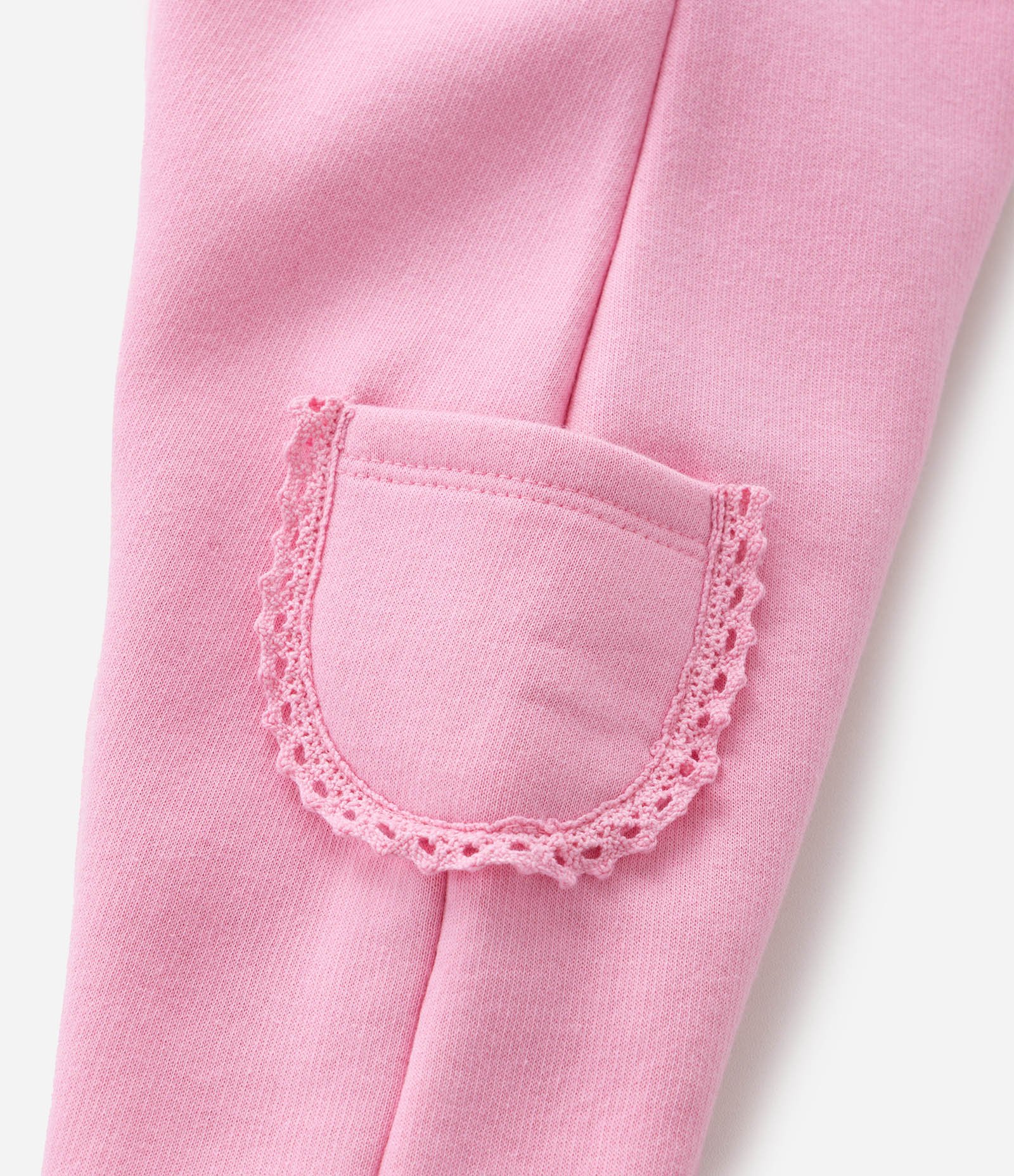 Calça Infantil em Moletom Quentinho com Bolso Lateral Rendado - Tam 0 a 18 meses Rosa 8
