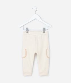 Calça Infantil em Moletom Quentinho com Bolso Lateral Rendado - Tam 0 a 18 meses