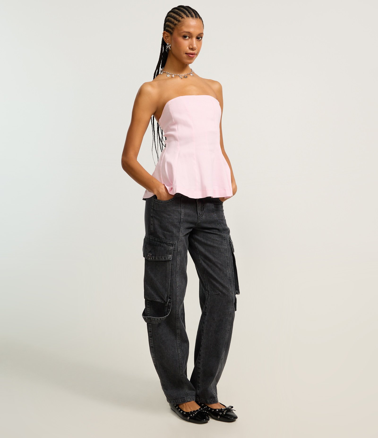 Blusa Peplum em Bengaline Tomara que Caia Rosa 2