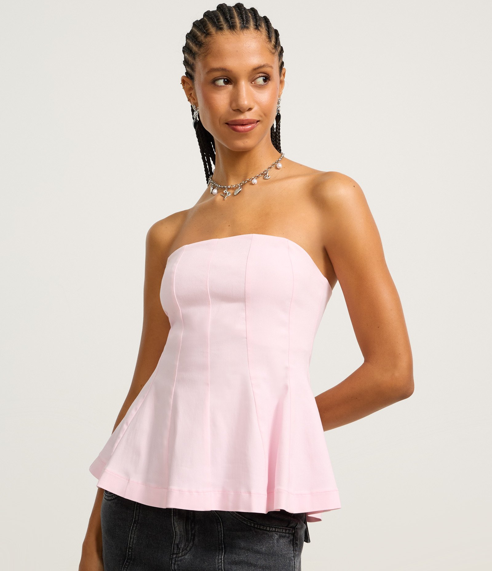 Blusa Peplum em Bengaline Tomara que Caia Rosa 3