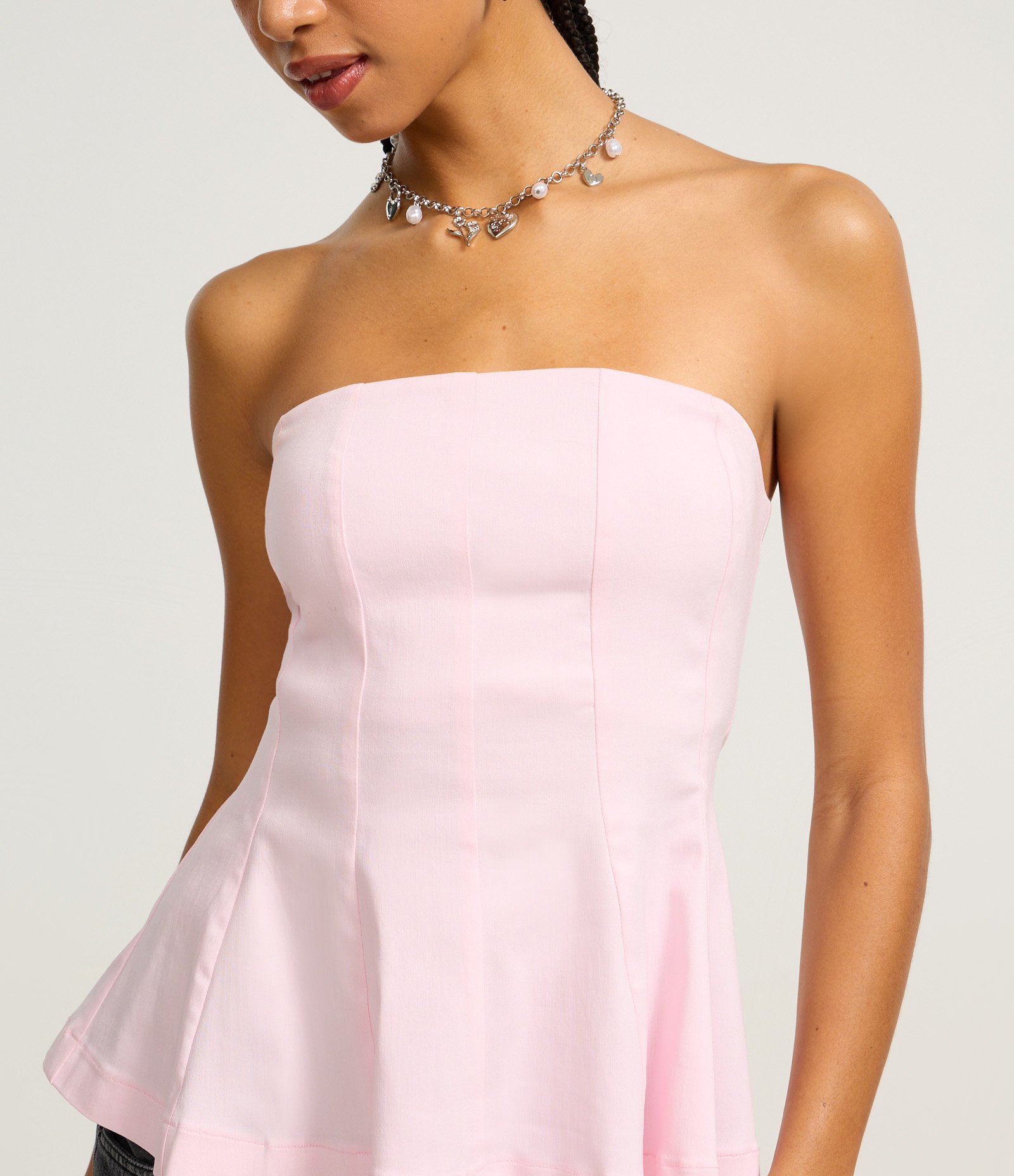 Blusa Peplum em Bengaline Tomara que Caia Rosa 4