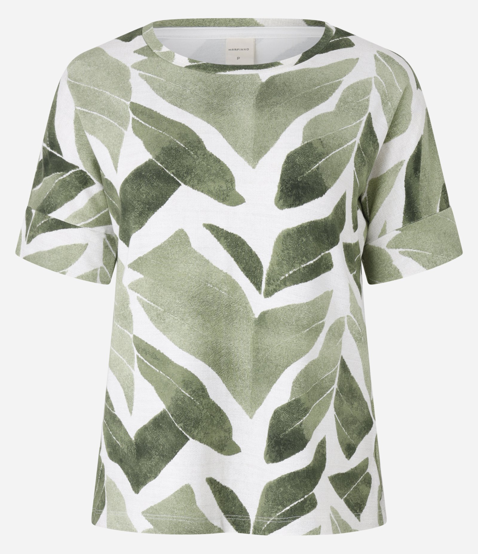 Camisa em Viscose com Estampa Folhagem de Efeito Estonado Verde/Branco 5