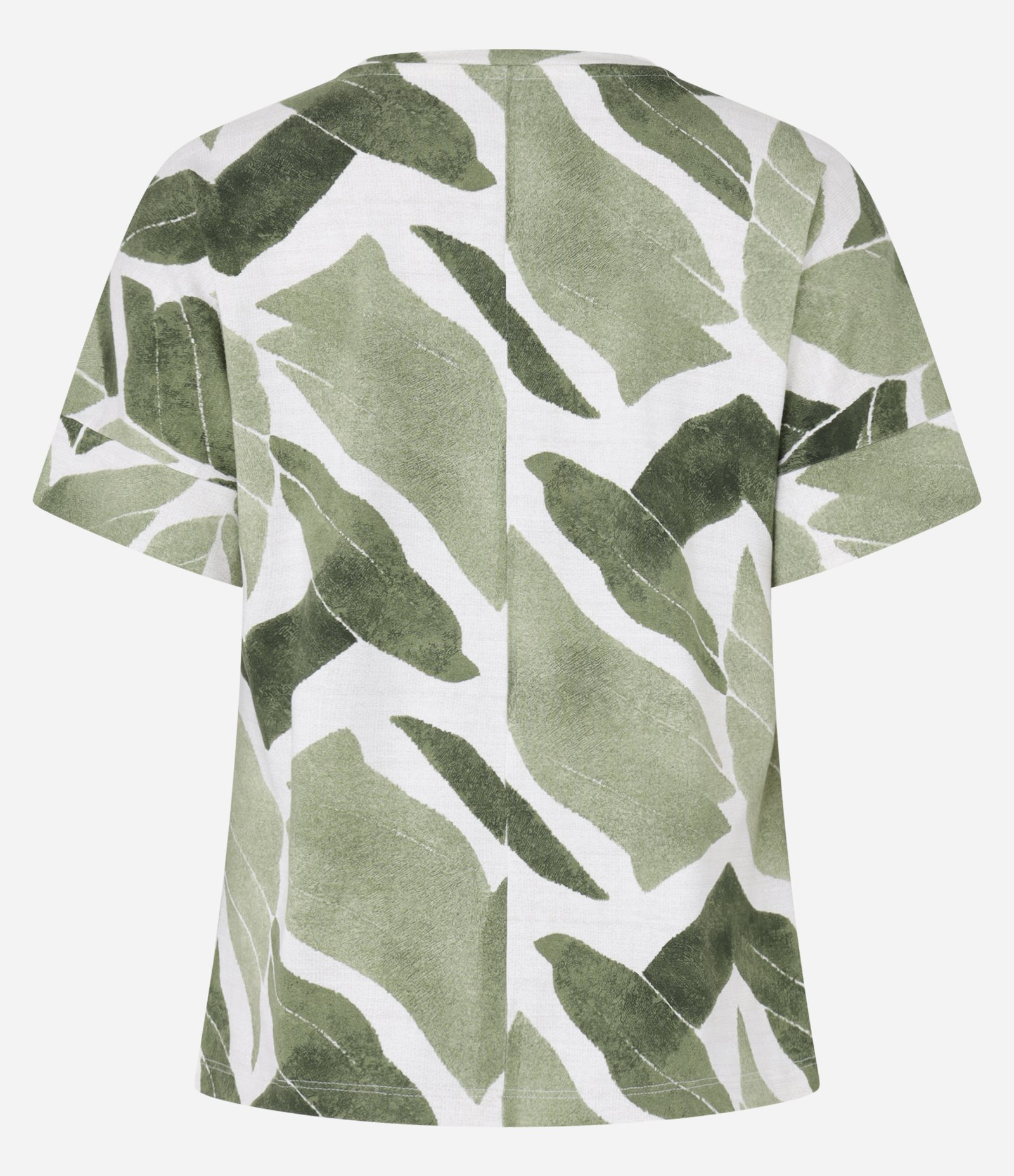 Camisa em Viscose com Estampa Folhagem de Efeito Estonado Verde/Branco 6
