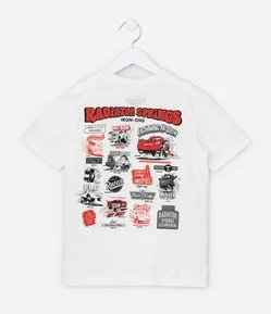 Camiseta Infantil com Estampa Frente e Costas Carros - Tam 3 a 10 Anos