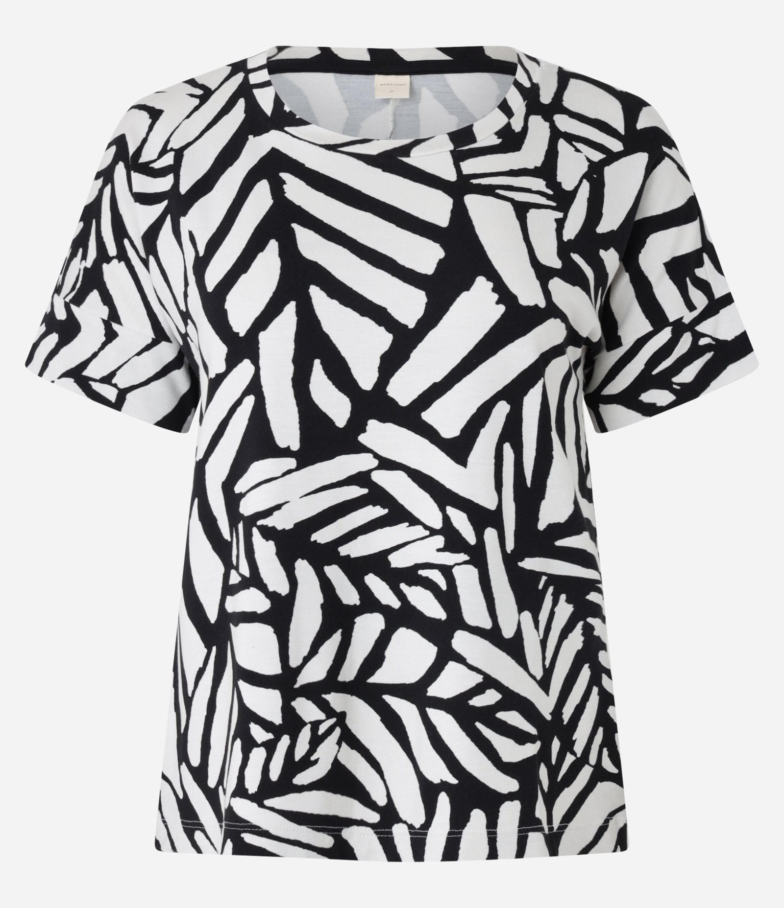 Blusa em Viscose com Estampa de Folhagem Preto/Branco 5