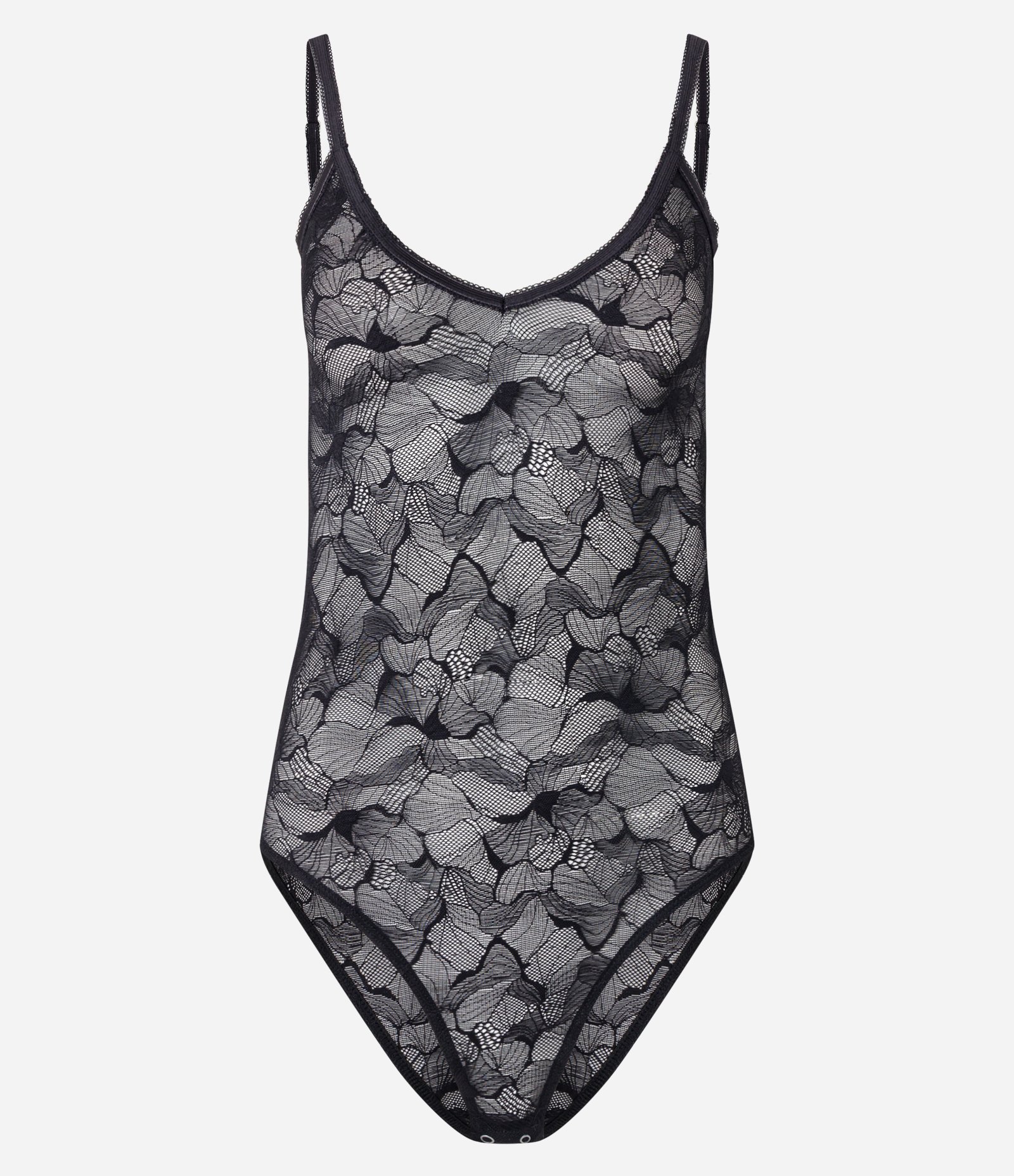 Body em Renda Floral com Alça Fina Preto 5