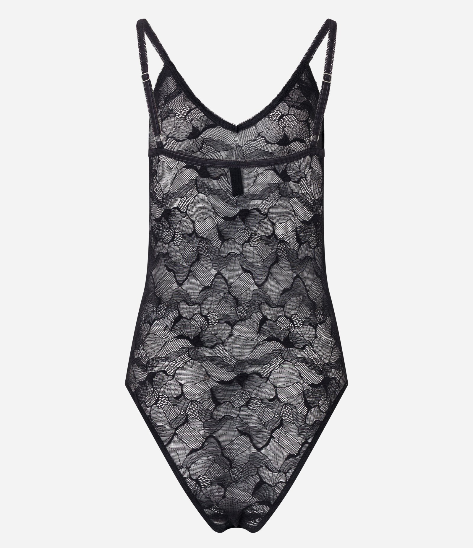 Body em Renda Floral com Alça Fina Preto 7