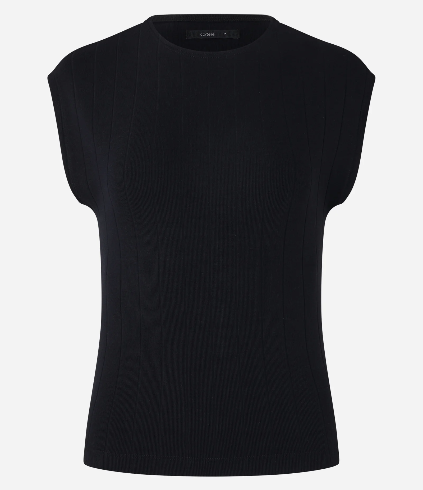 Blusa em Ribana com Manga Sem Cava Preto 1