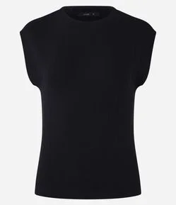 Blusa em Ribana com Manga Sem Cava