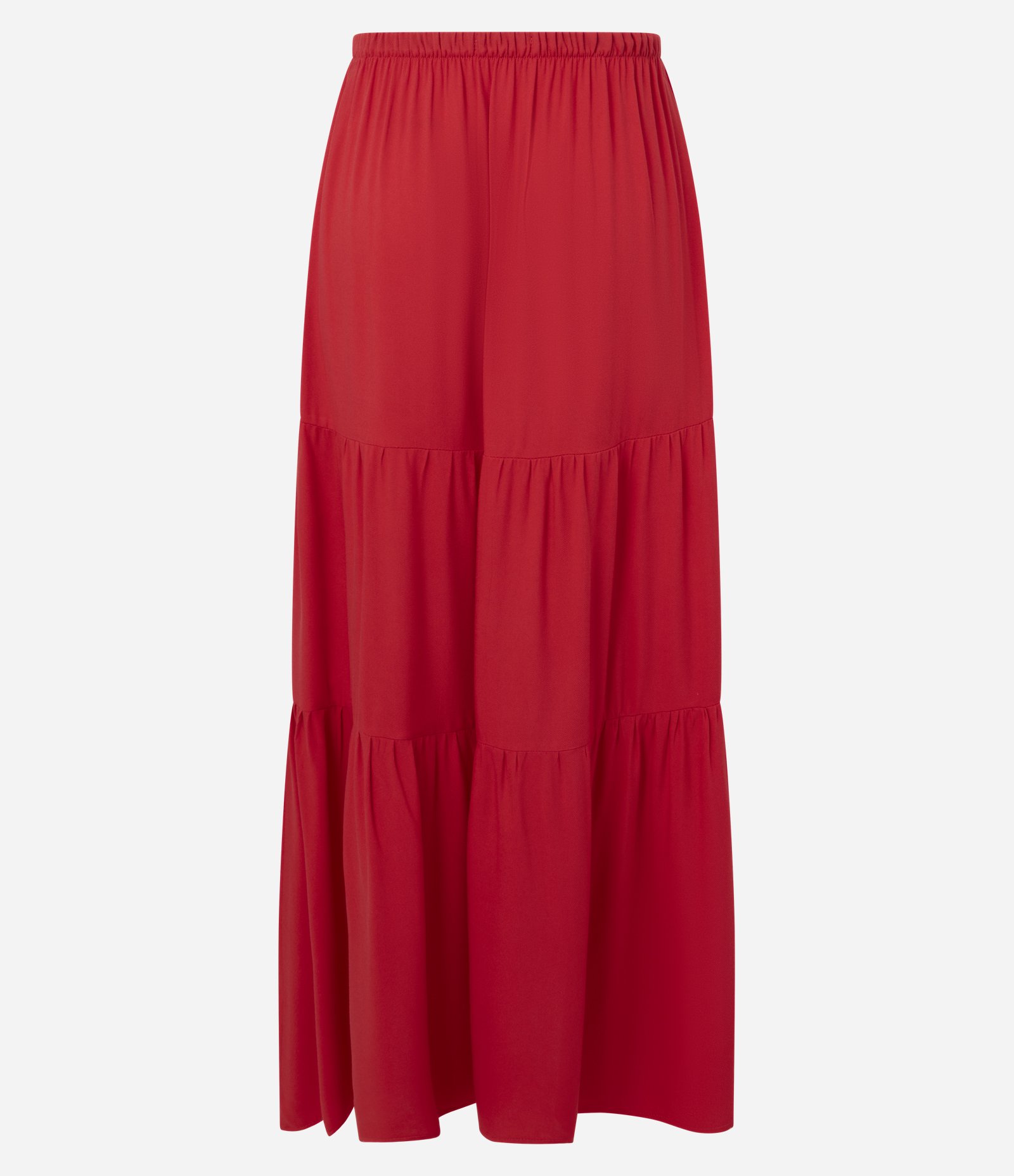 Saia Evasê Longa em Viscose com Recortes e Amarração Vermelho 6