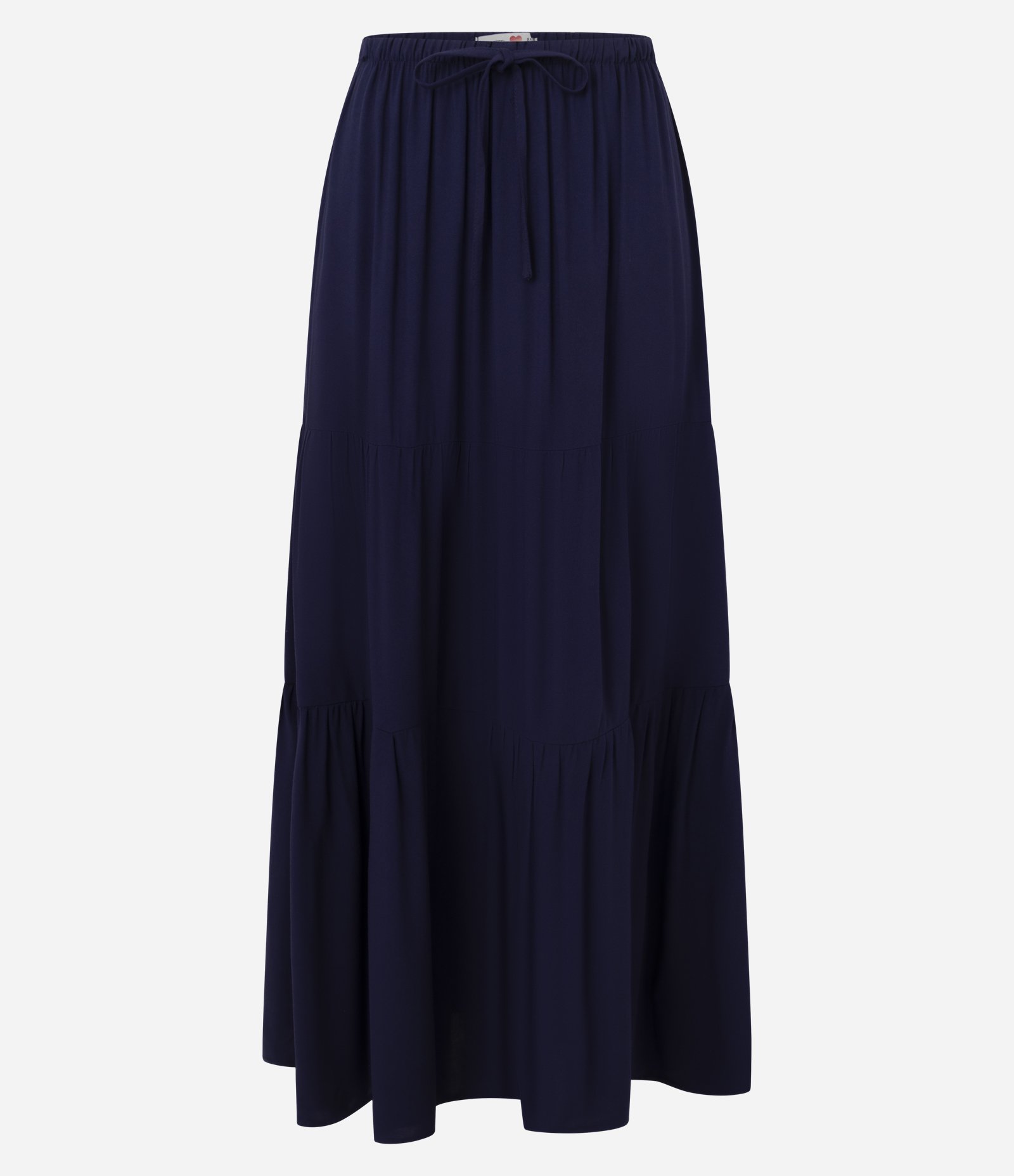 Saia Evasê Longa em Viscose com Recortes e Amarração Azul Marinho 5
