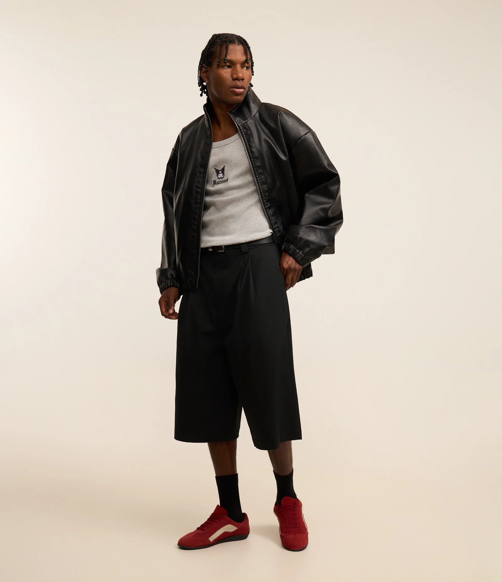 Regata Muscle em Ribana com Efeito Mescla Kurumi Hello Kitty Cinza 2