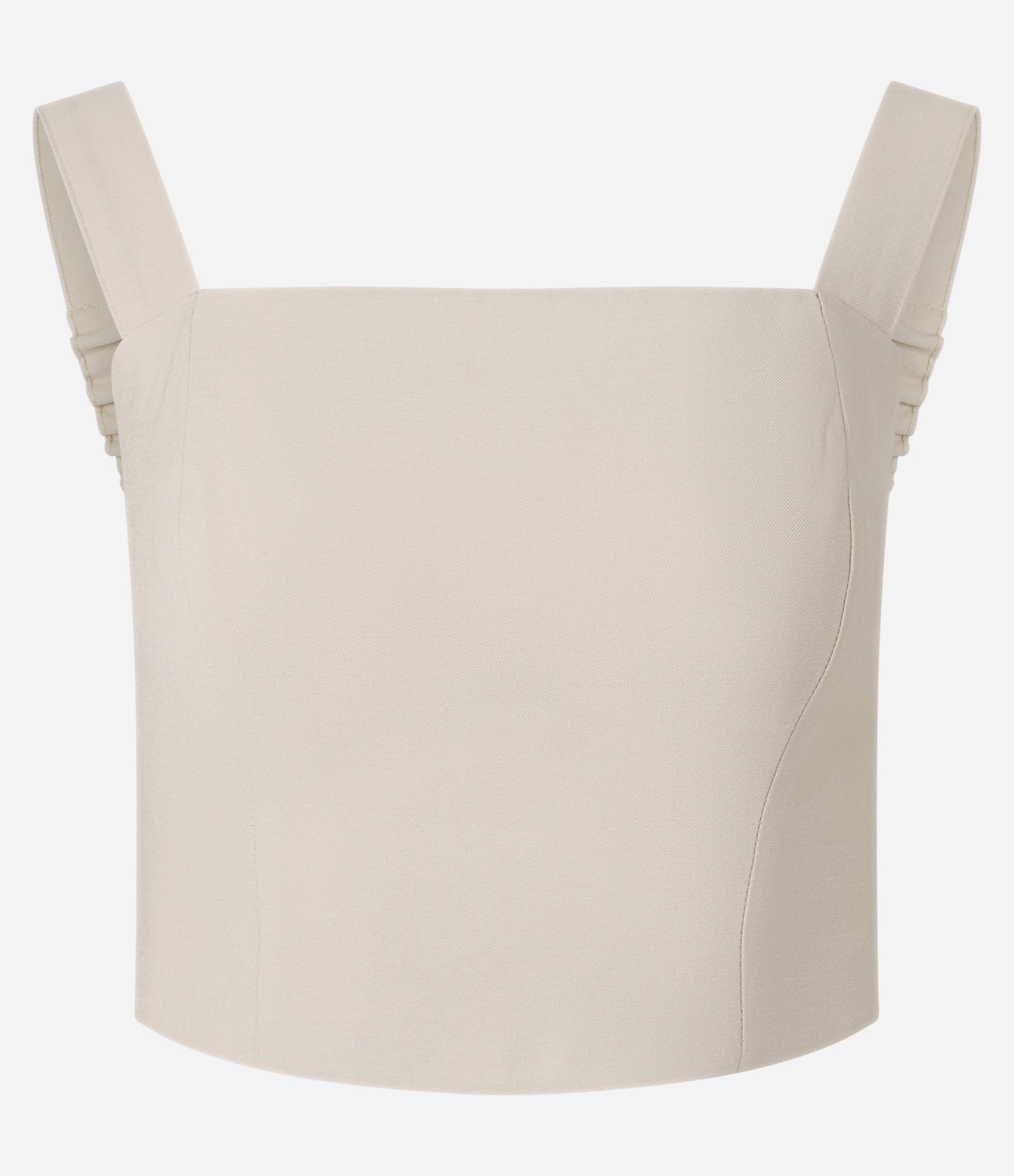 Blusa Cropped em Viscolinho com Lastex nas Costas Bege 5