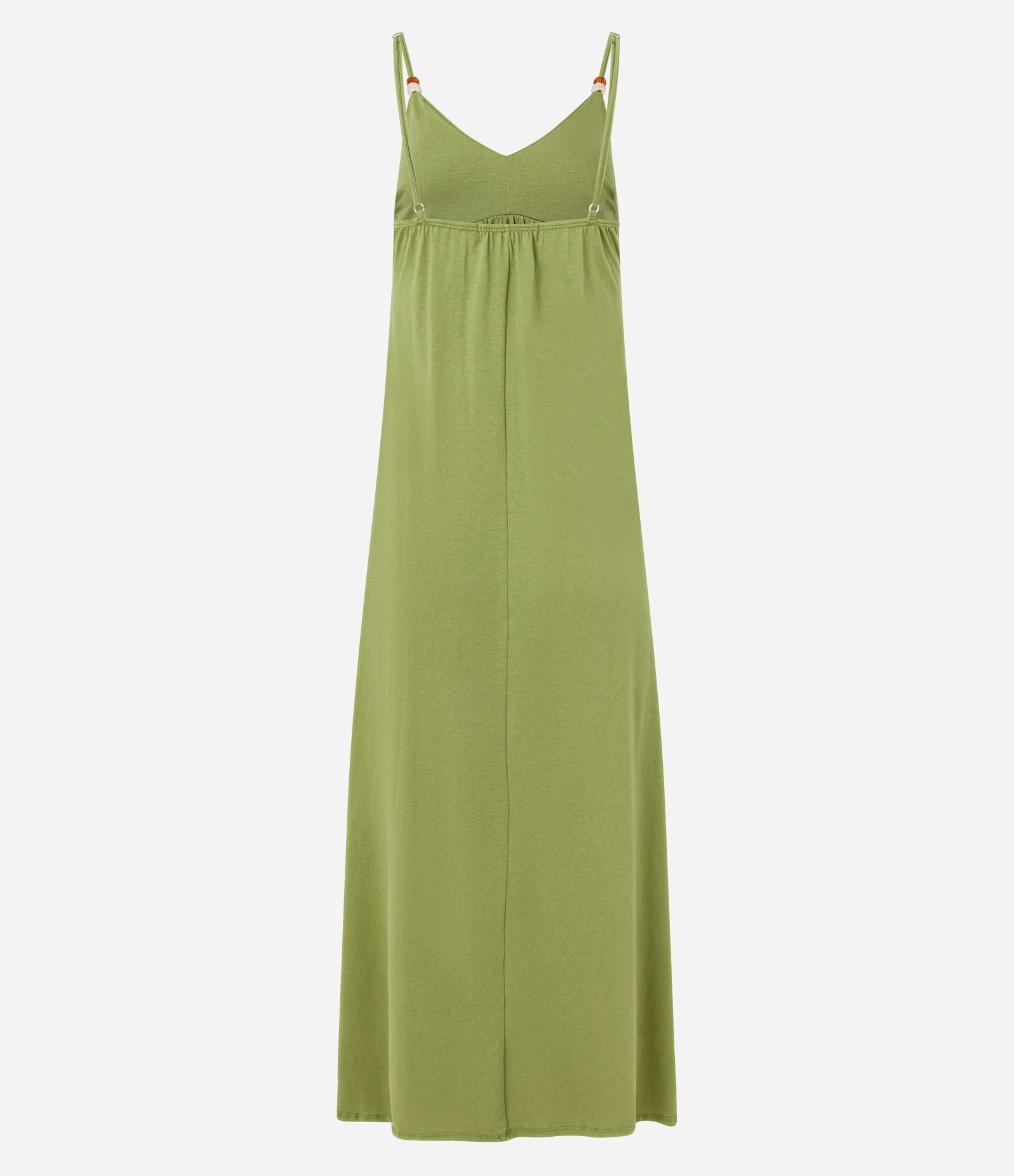 Vestido Long Midi em Algodão com Aviamento na Alça Fina Verde 5
