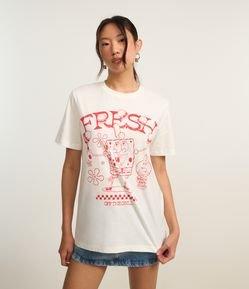 Camiseta Alongada em Algodão com Estampa Bob Esponja