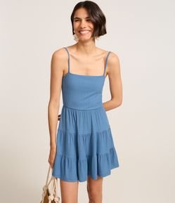 Vestido Evasê em Ribana e Babado na Saia