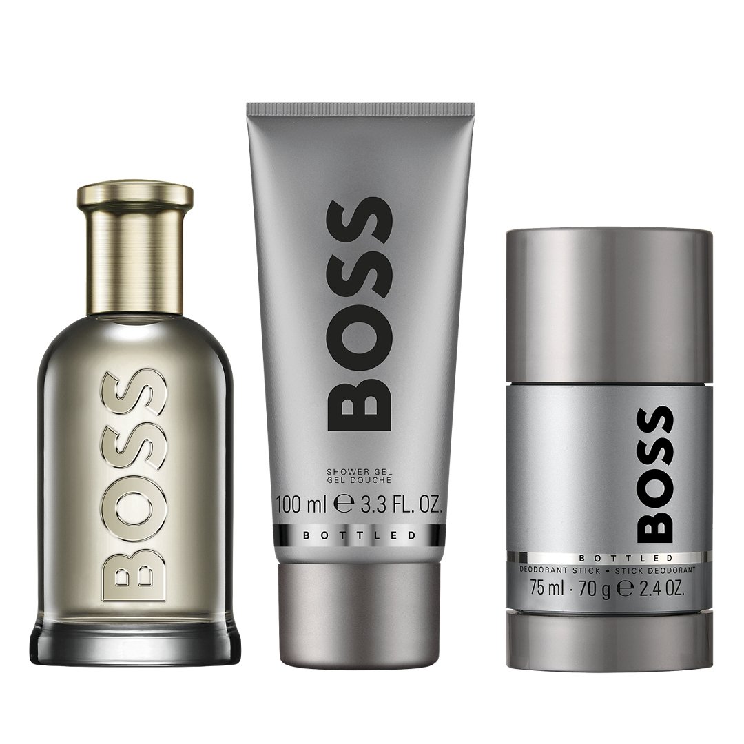Coffret Perfume Hugo Boss Bottled Eau de Parfum 100ml + Gel de Banho 100ml + Desodorante Spray 75ml KIT 1
