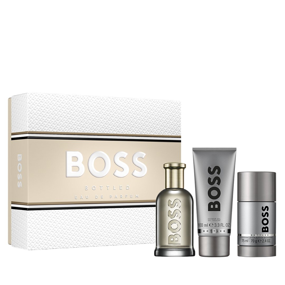 Coffret Perfume Hugo Boss Bottled Eau de Parfum 100ml + Gel de Banho 100ml + Desodorante Spray 75ml KIT 2