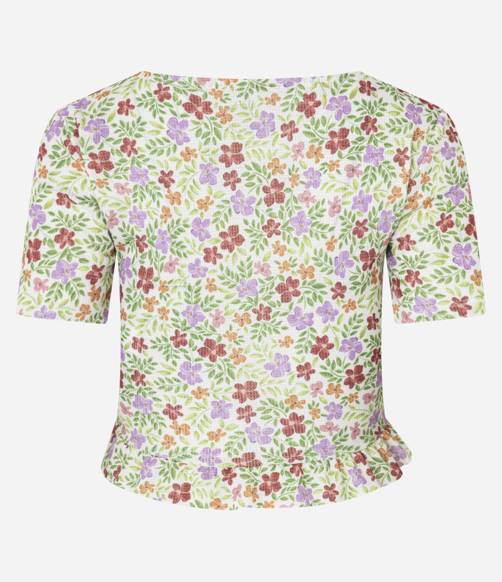 Blusa Cropped Texturizada com Franzido e Estampa Floral Liberty Branco 5