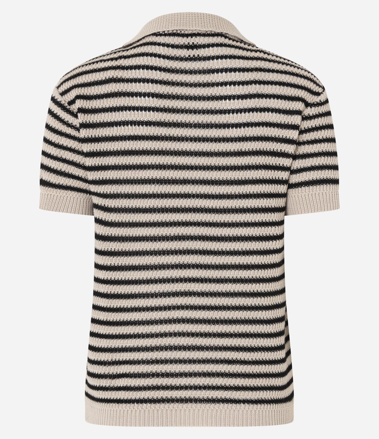 Blusa em Tricô com Listras e Manga Curta Bege 7