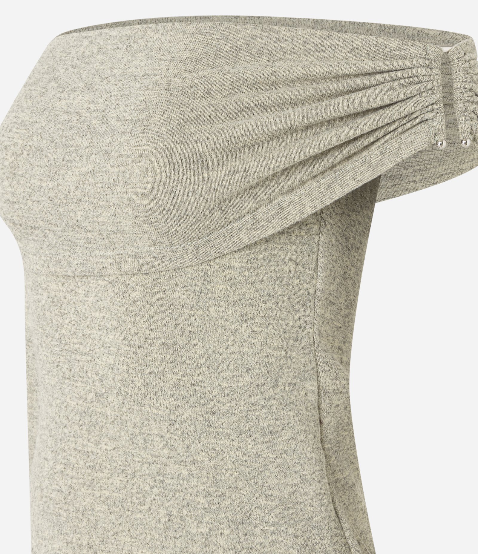 Blusa em Tricô com Pala Virada e Aviamento Lateral Amarelo Mescla 7