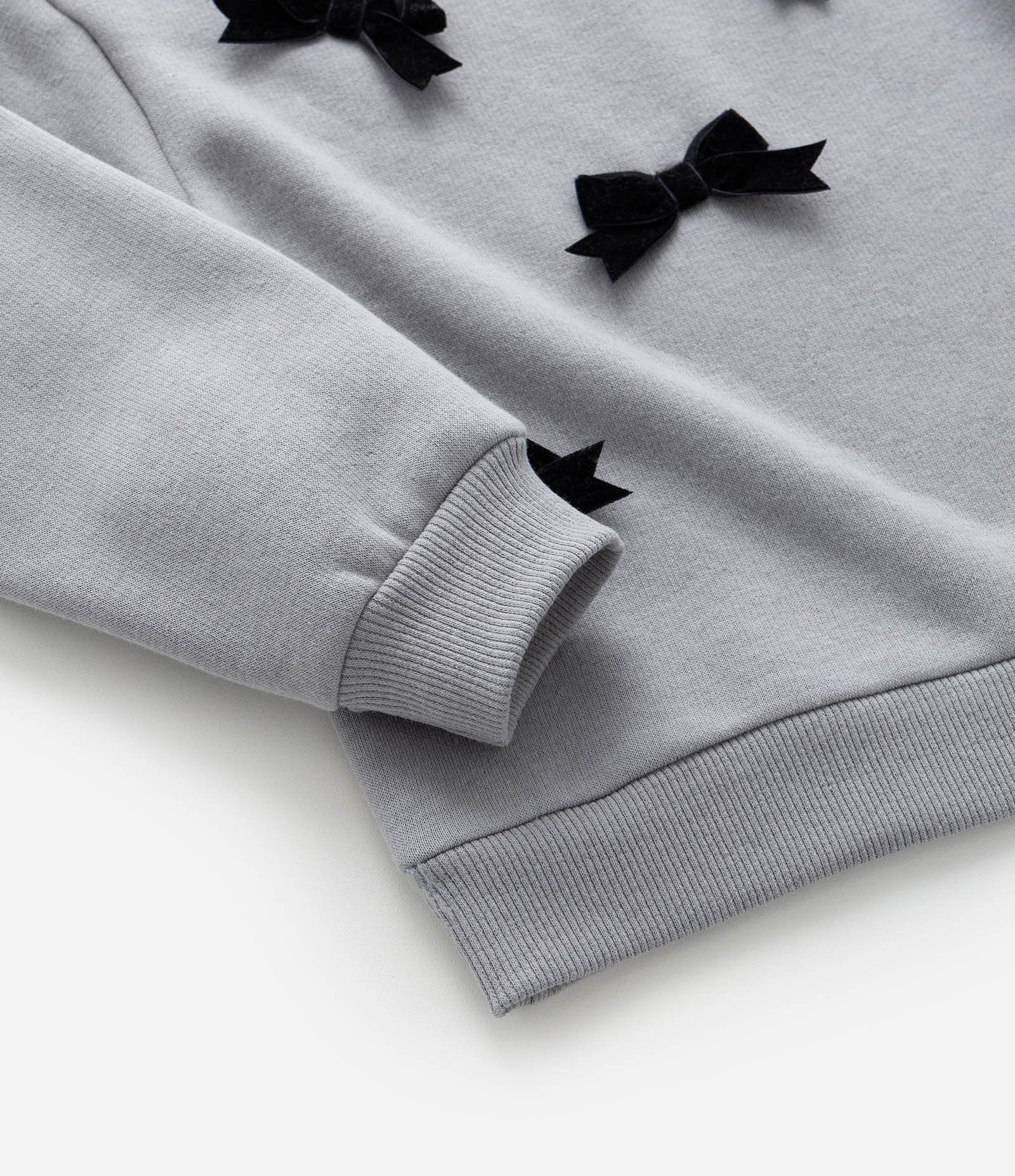 Casaco Infantil com Lacinhos de Veludo Aplicados - Tam 1 a 6 Anos Cinza 6