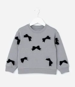 Casaco Infantil com Lacinhos de Veludo Aplicados - Tam 1 a 6 Anos