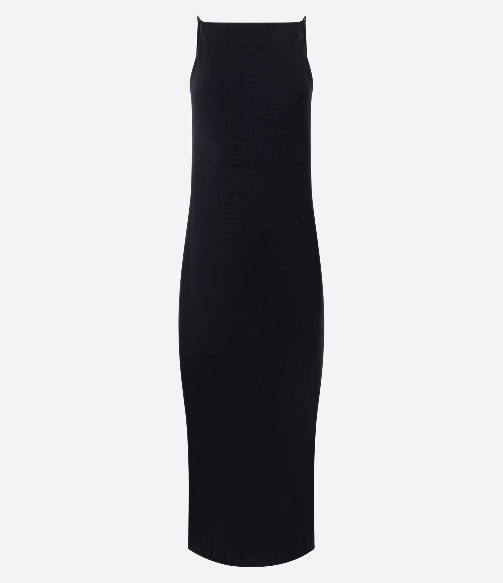 Vestido Midi com Alças Finas e Fenda Preto 5