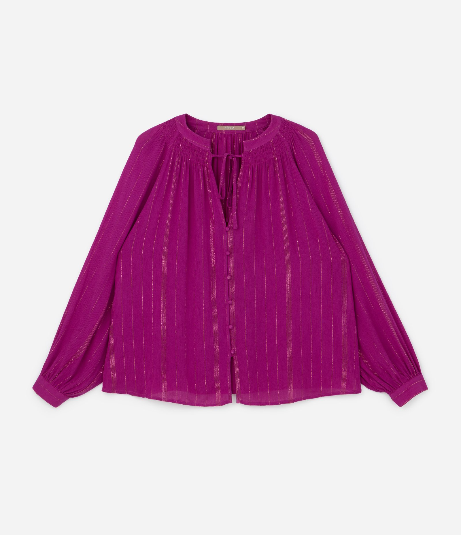Blusa Bata em Viscose com Fios Metalizados Curve & Plus Size Magenta 5