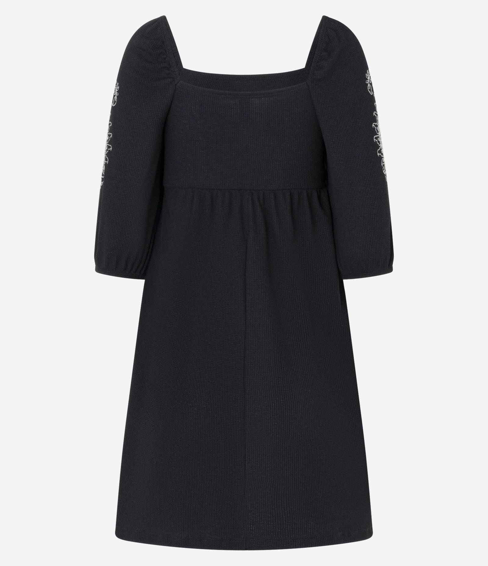 Vestido Curto Texturizado com Bordado Floral Preto 6