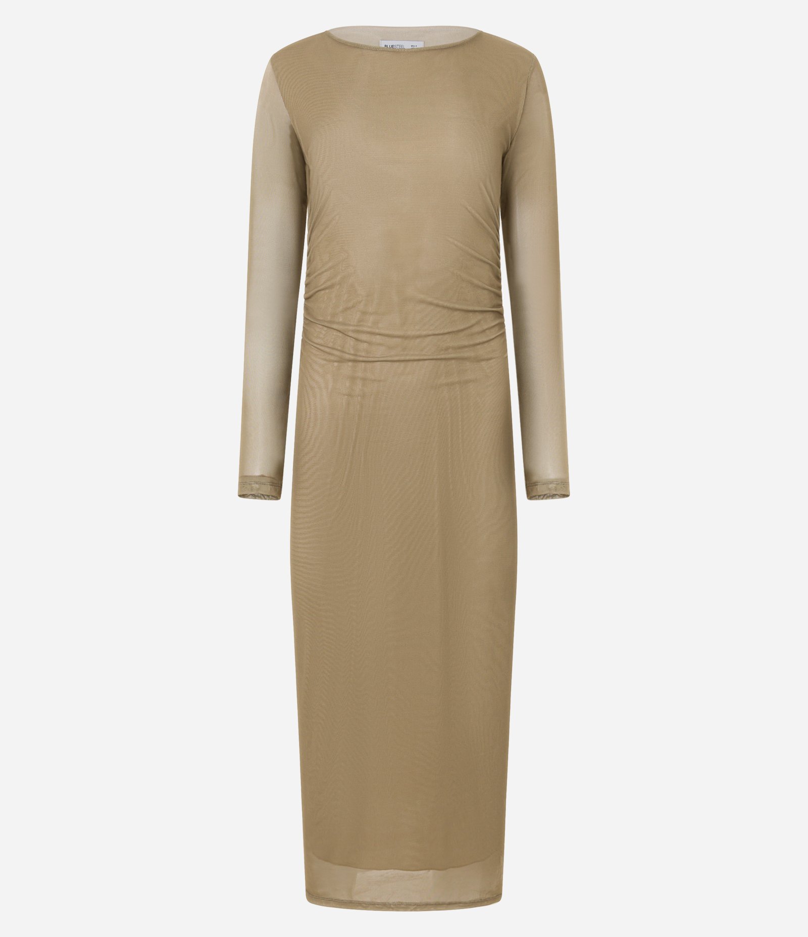 Vestido Long Midi em Tule com Decote Halter e Drapeados Verde 5