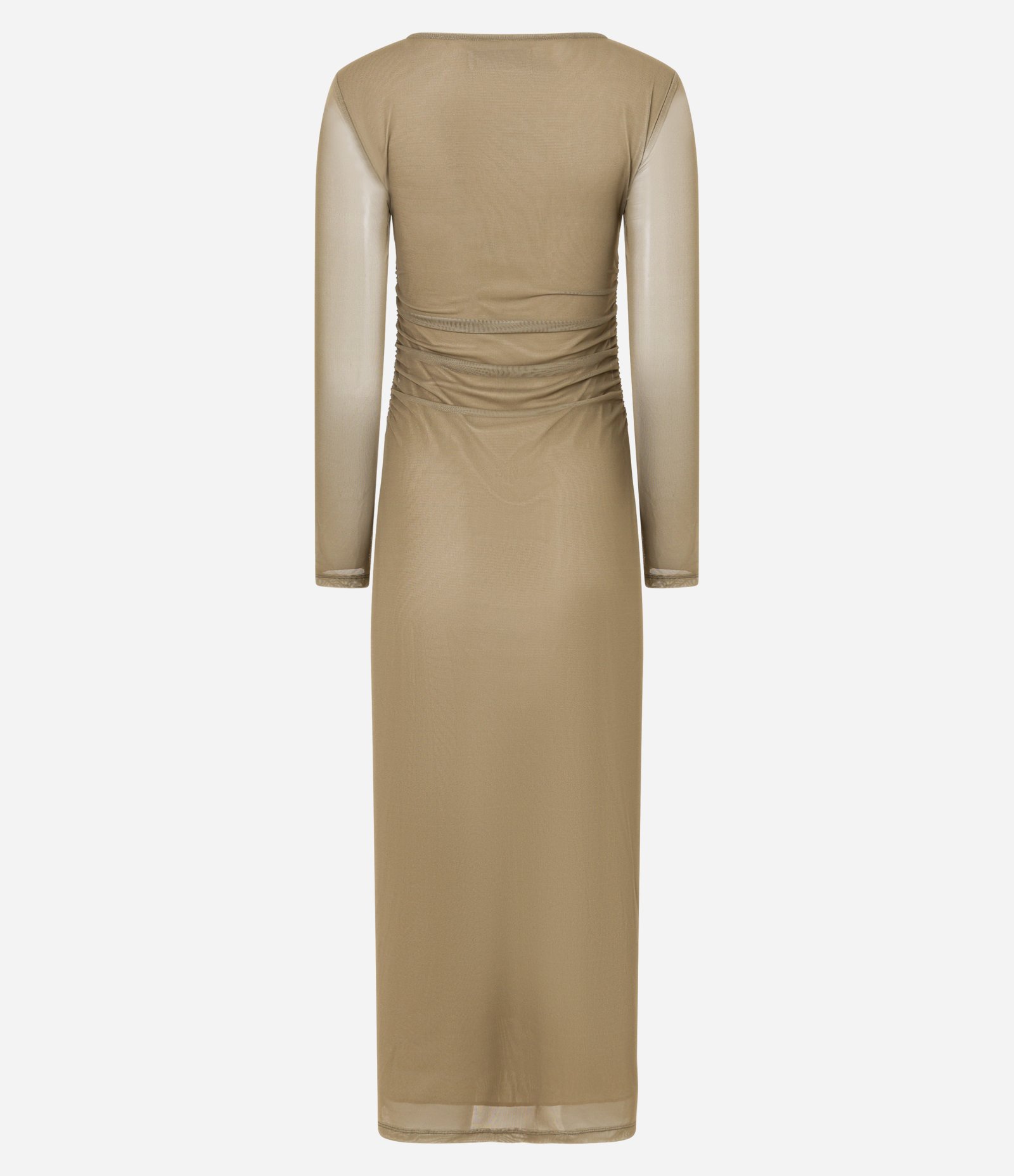 Vestido Long Midi em Tule com Decote Halter e Drapeados Verde 6