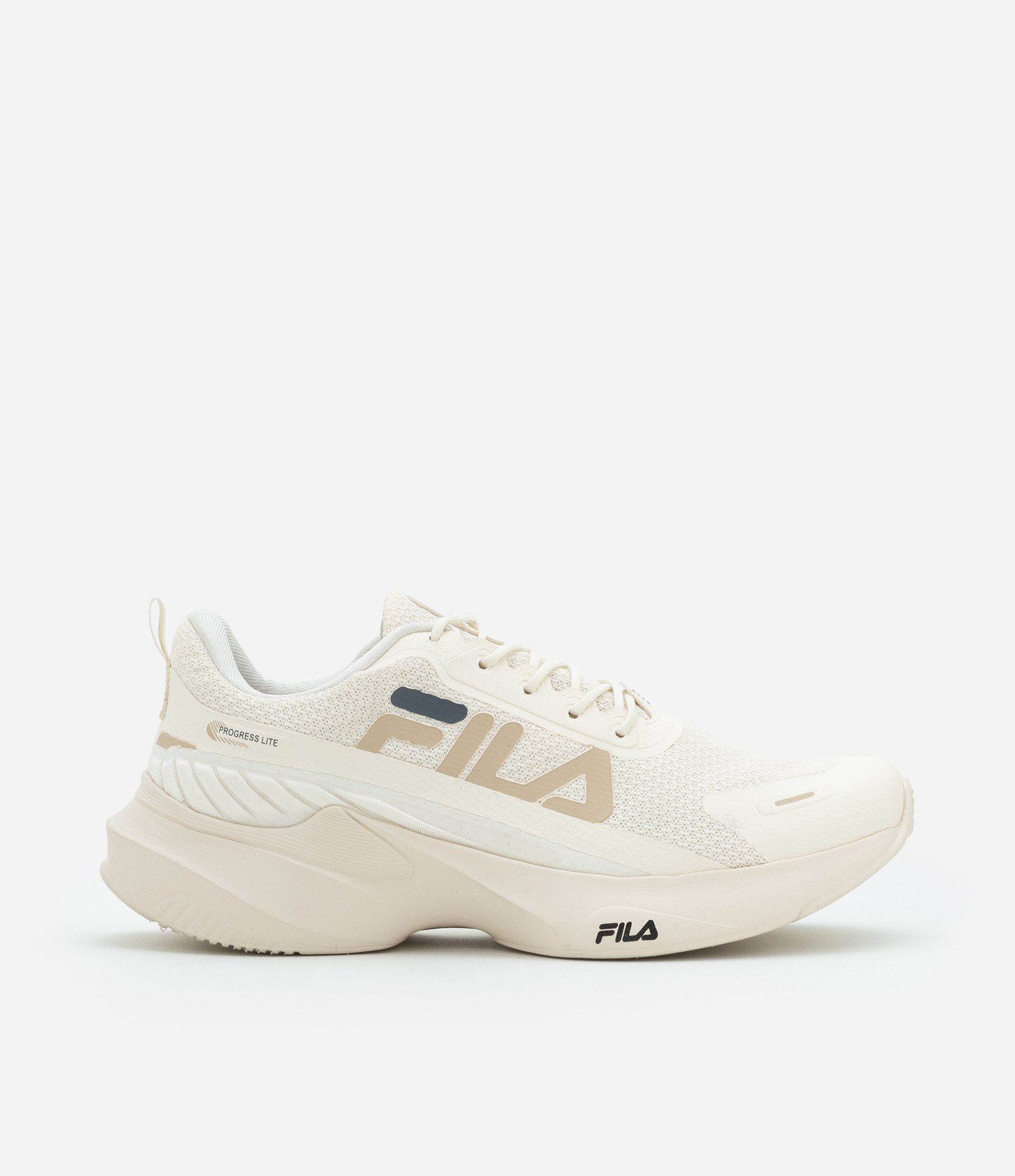 Tênis Jogging Esportivo com Recorte Contrastante FILA Bege 1