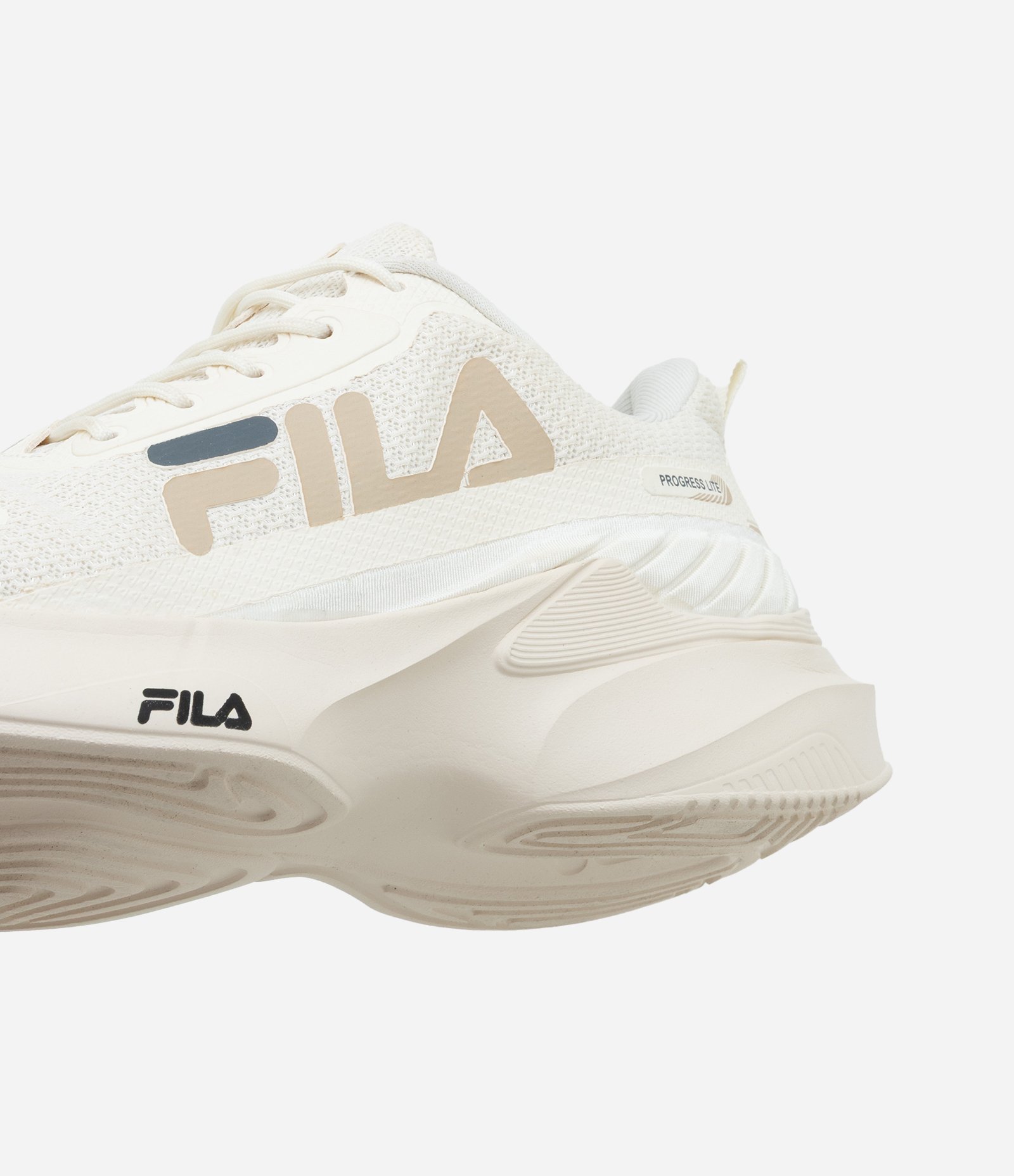 Tênis Jogging Esportivo com Recorte Contrastante FILA Bege 3