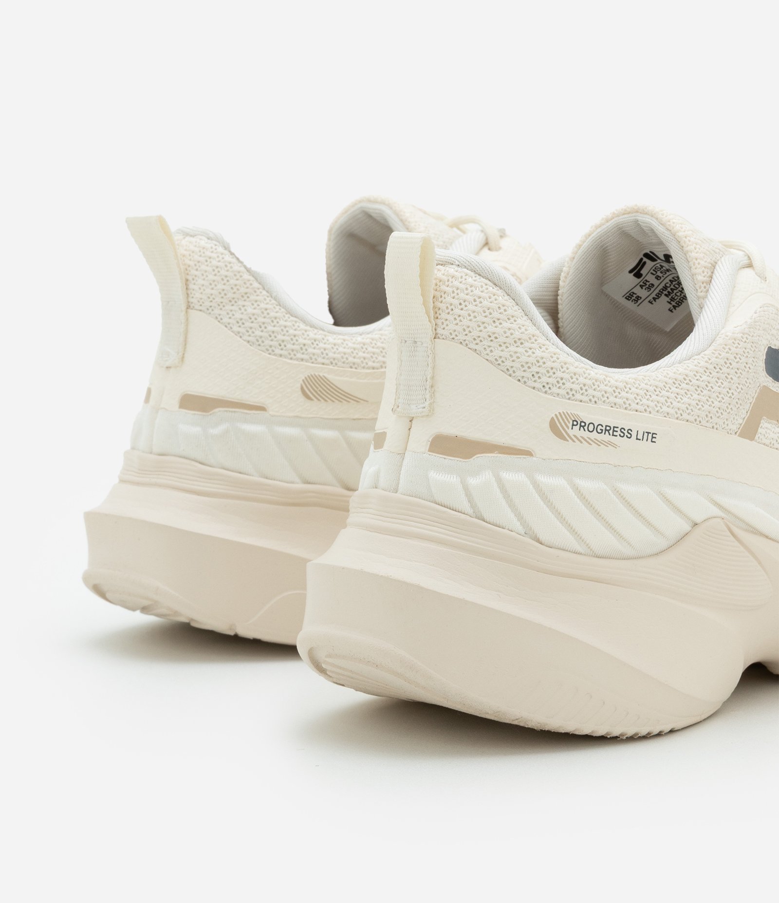 Tênis Jogging Esportivo com Recorte Contrastante FILA Bege 6