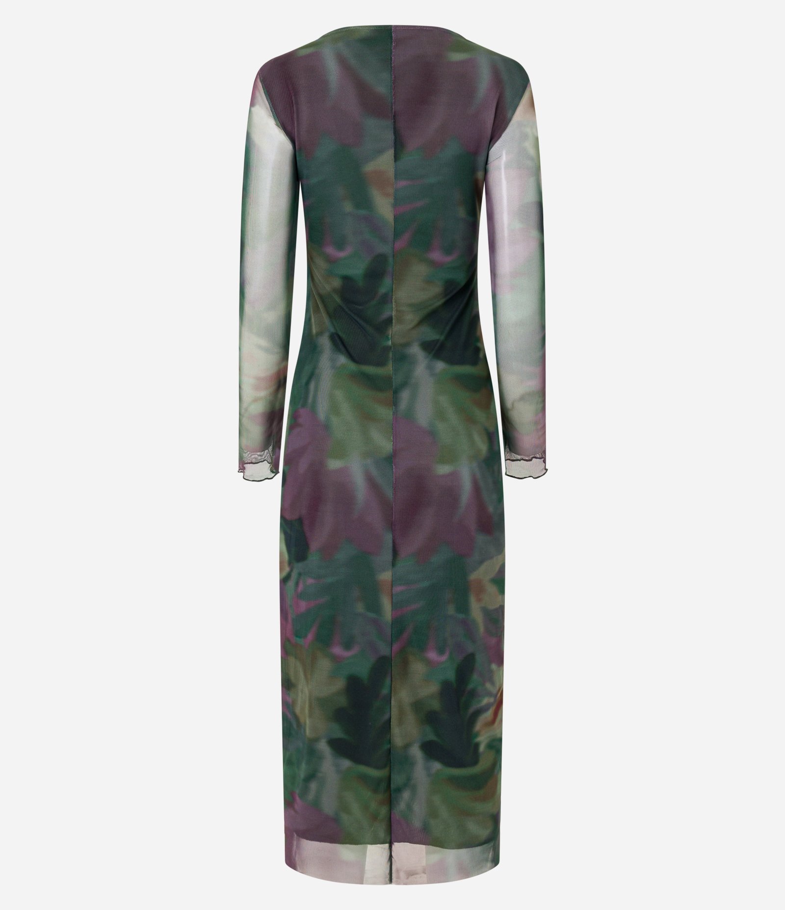 Vestido Long Midi em Tule Floral com Manga Longa Verde 7