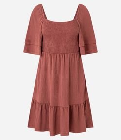 Vestido Curto Texturizado com Lastex no Busto