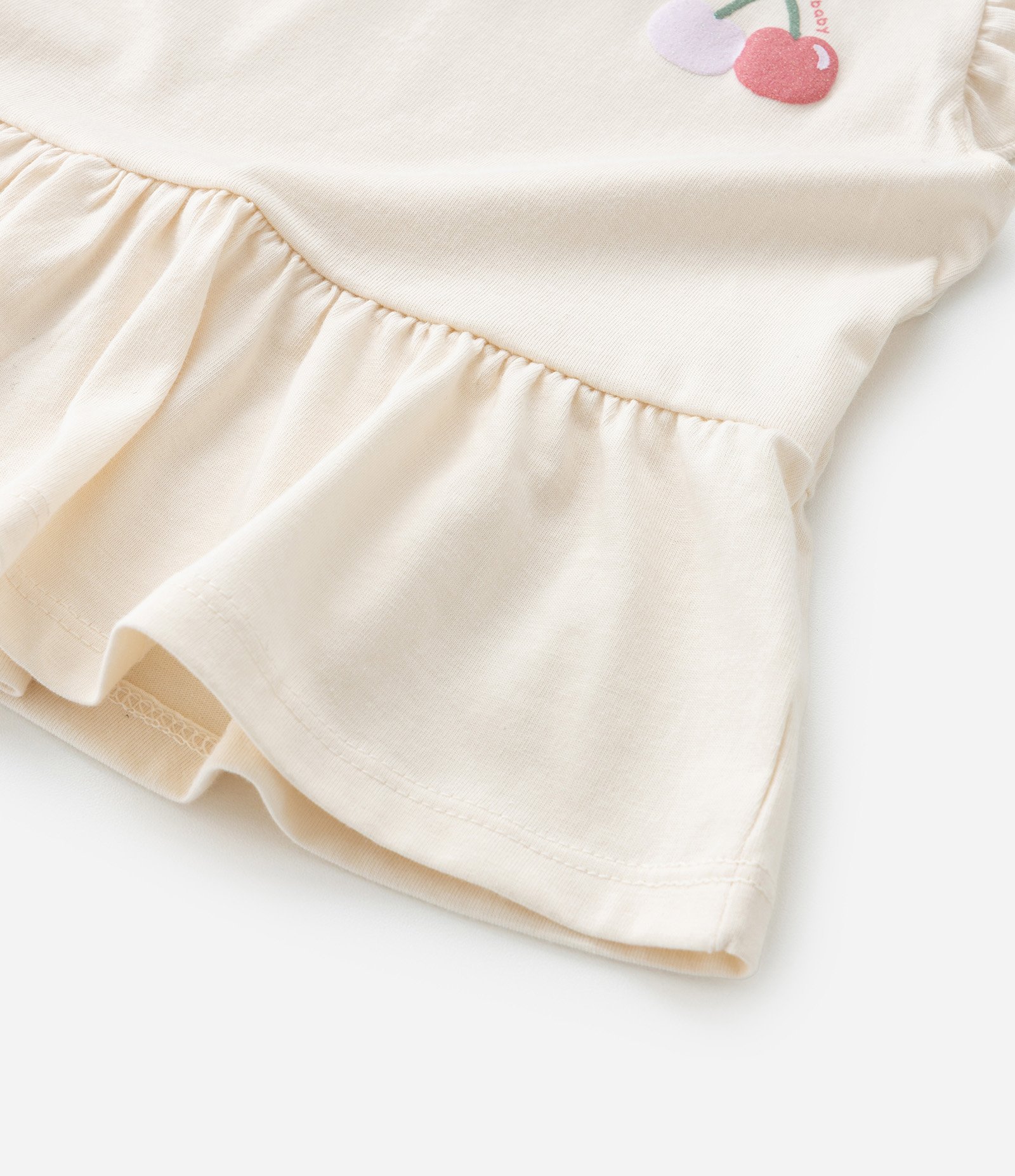 Conjunto Infantil com Estampa de Cereja - Tam 0 A 18 Meses Bege 11