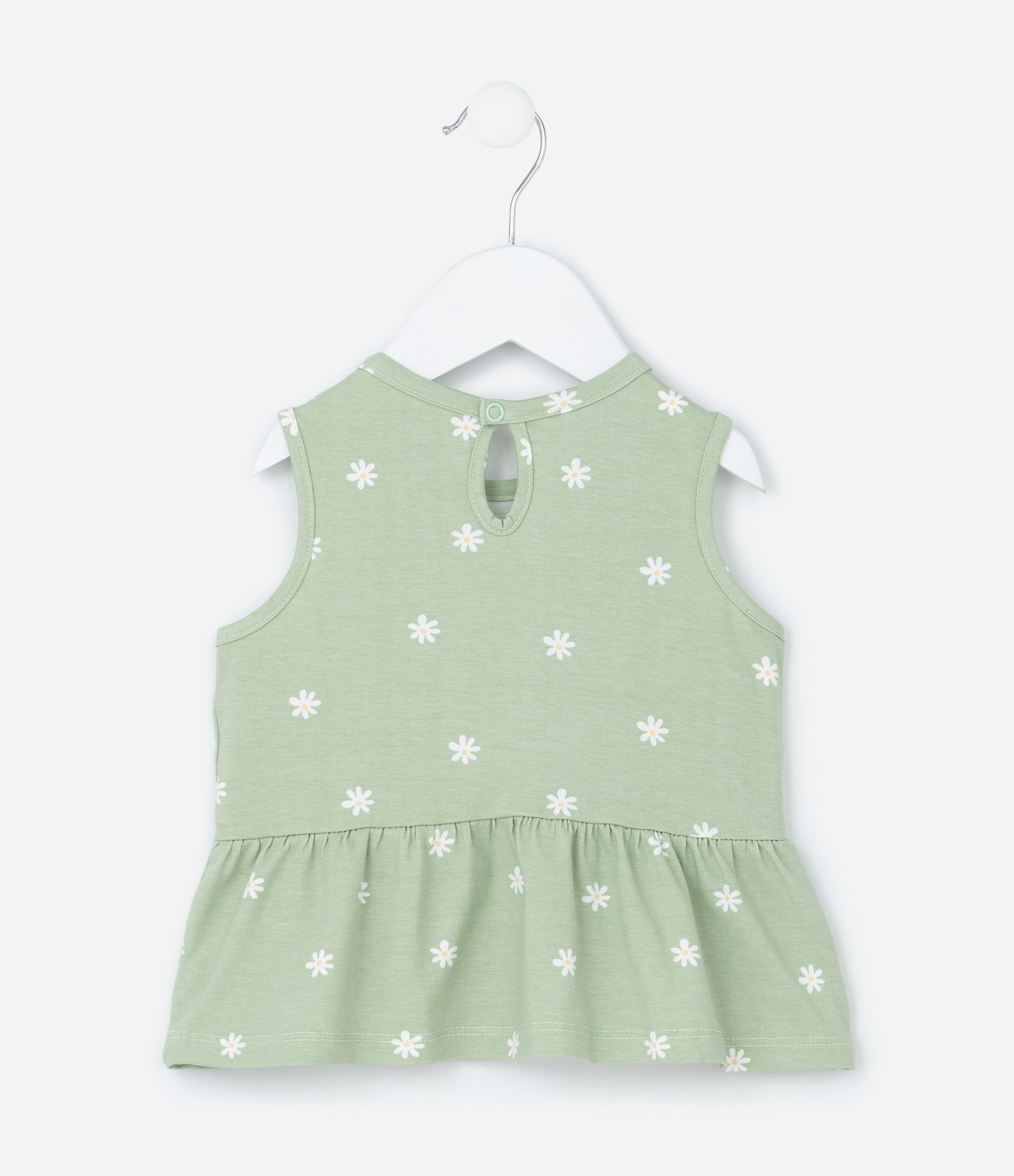 Conjunto Infantil em Malha com Lacinho e Estampa de Florzinhas - Tam 0 a 18 meses Verde 5