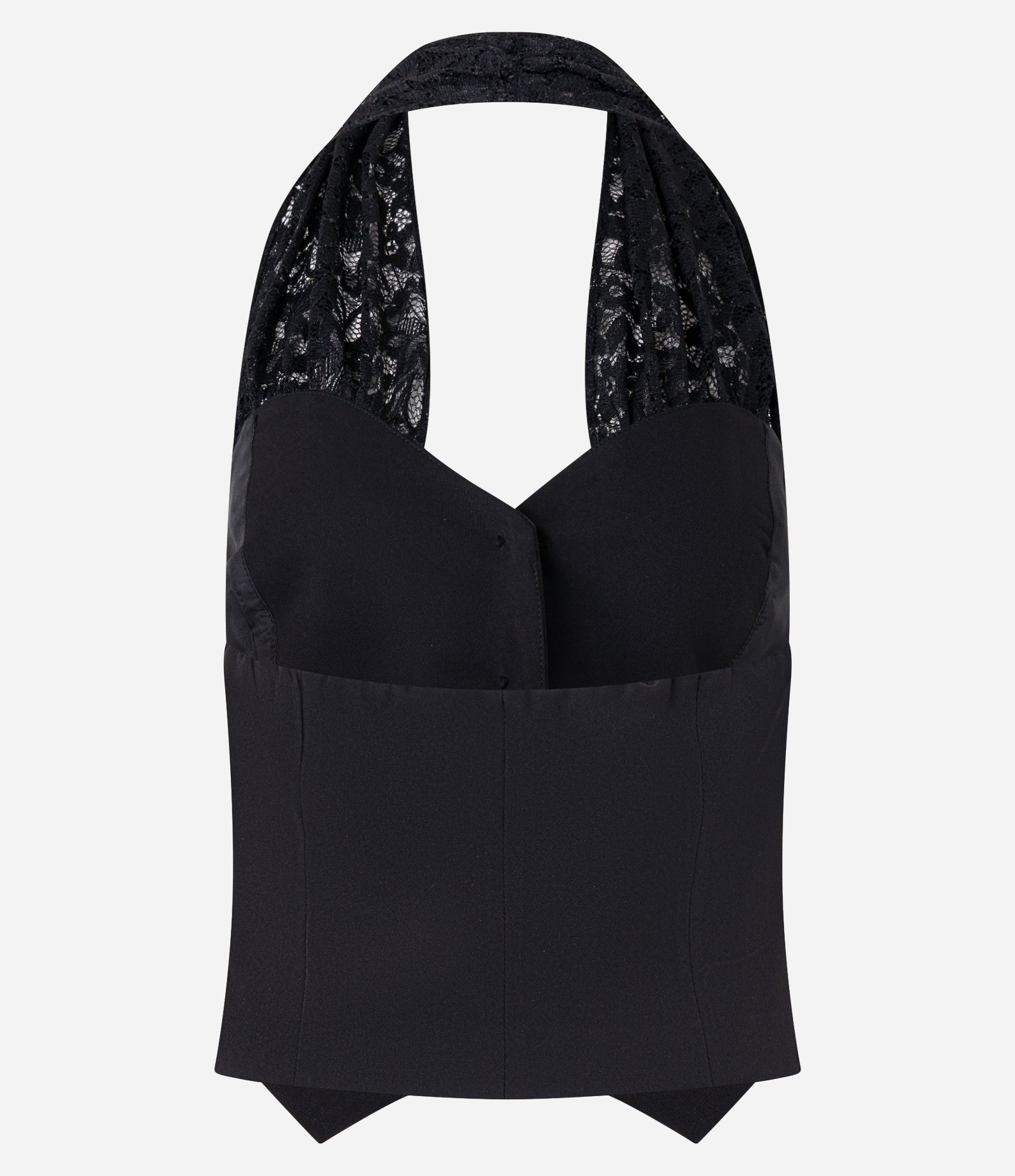 Colete Alfaiatado Frete Única com Alça de Renda Preto 7