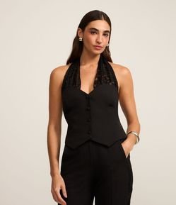 Colete Alfaiatado Frete Única com Alça de Renda