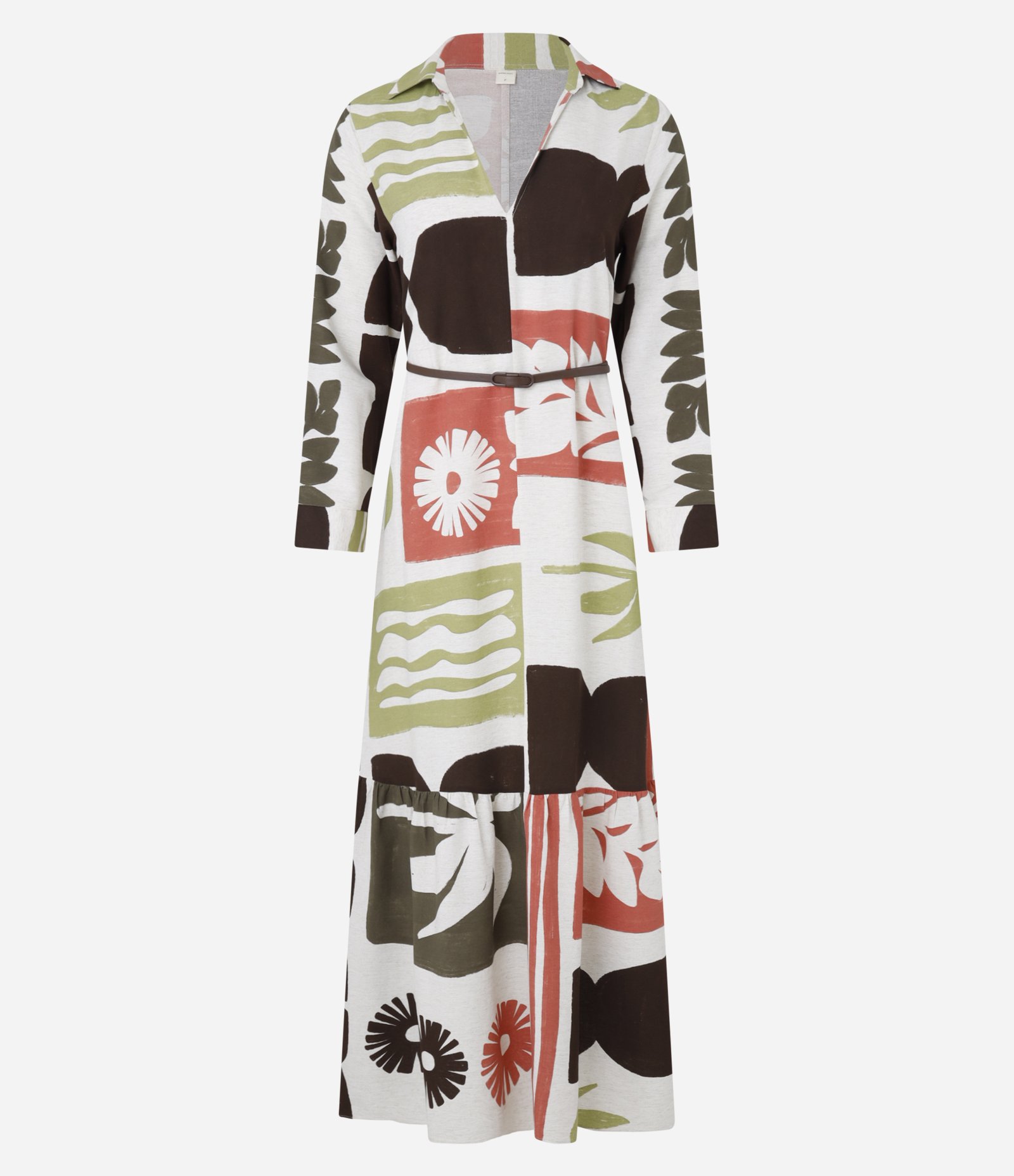 Vestido Chemise Evasê Midi em Viscolinho com Estampa Xilogravura Multicores 5