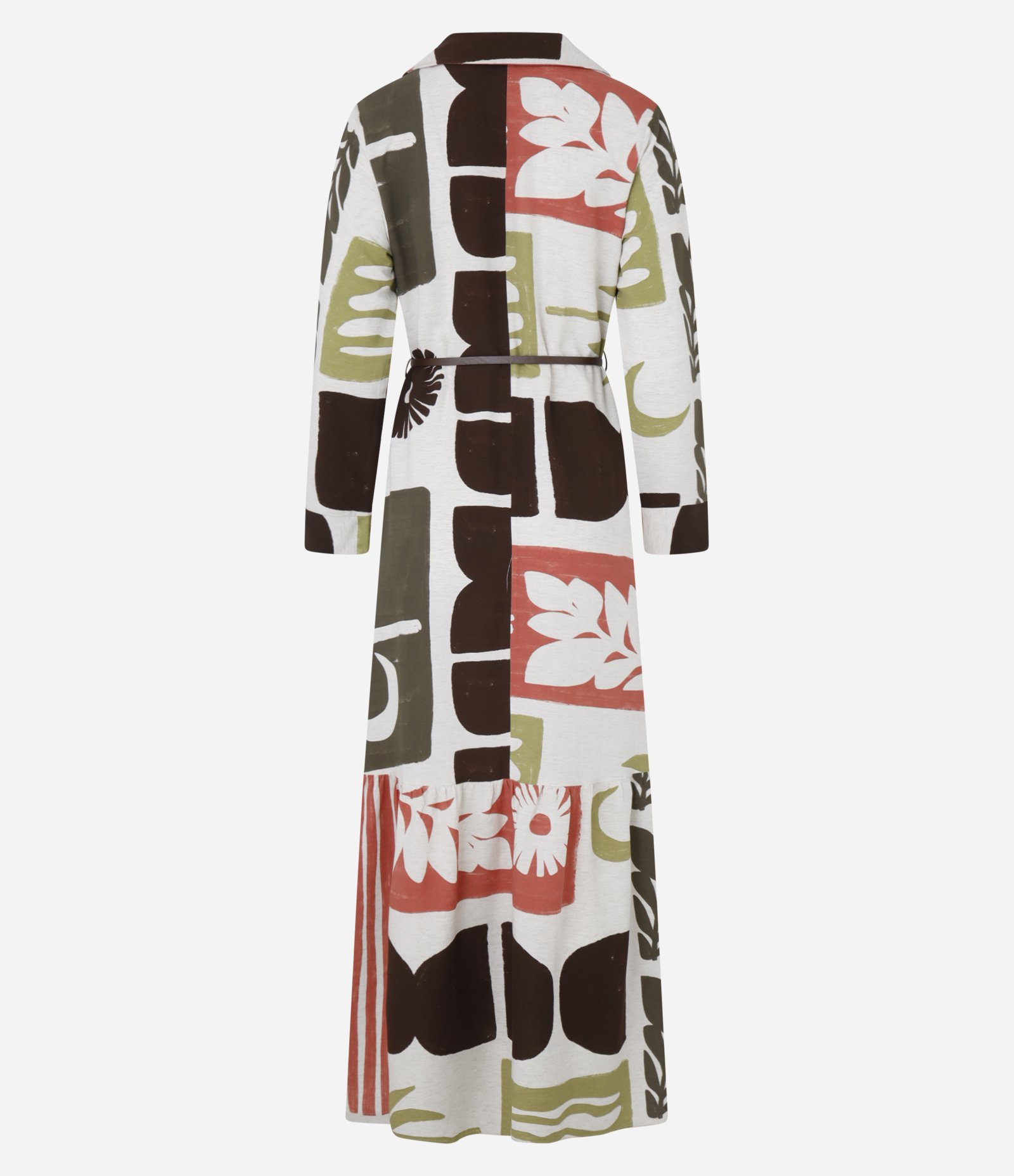 Vestido Chemise Evasê Midi em Viscolinho com Estampa Xilogravura Multicores 6