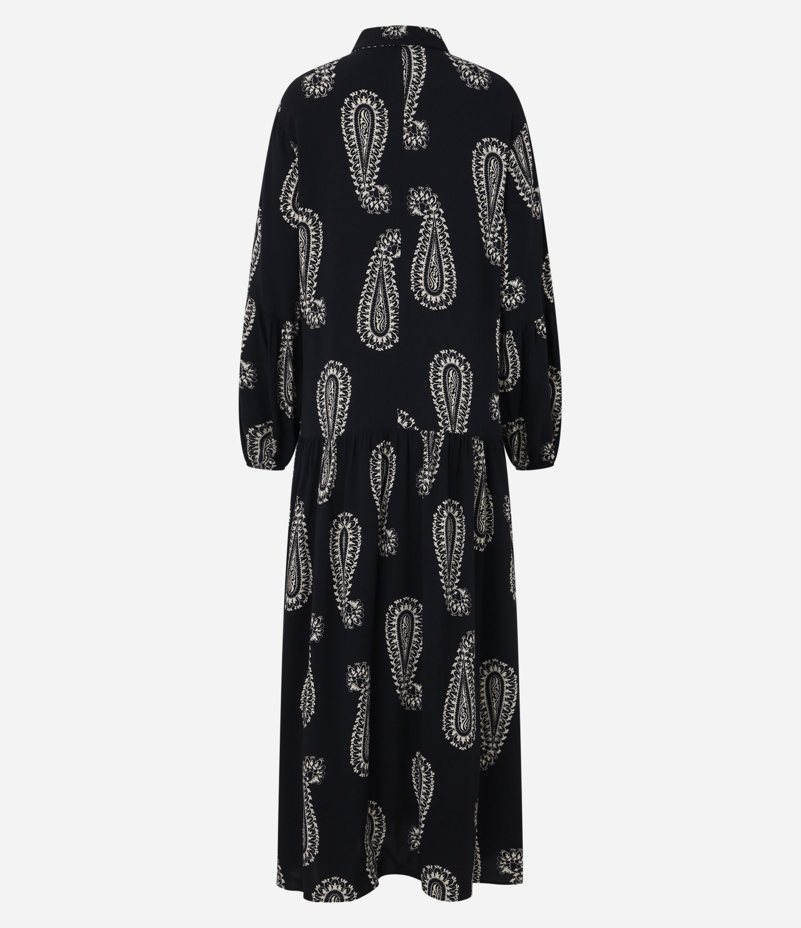 Vestido Chemise em Viscose com Botões e Estampa Paisley Preto 8