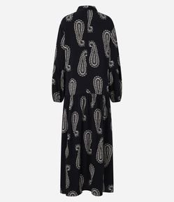 Vestido Chemise em Viscose com Botões e Estampa Paisley