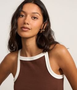 Regata em Ribana com Decote Halter e Viés Contrastante