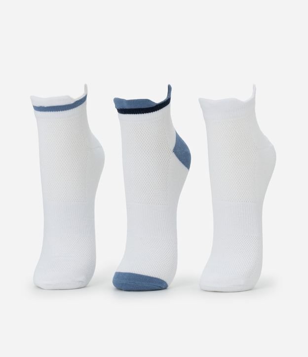 Kit 03 Meias Cano Baixo Esportivas em Algodão com Recorte no Punho